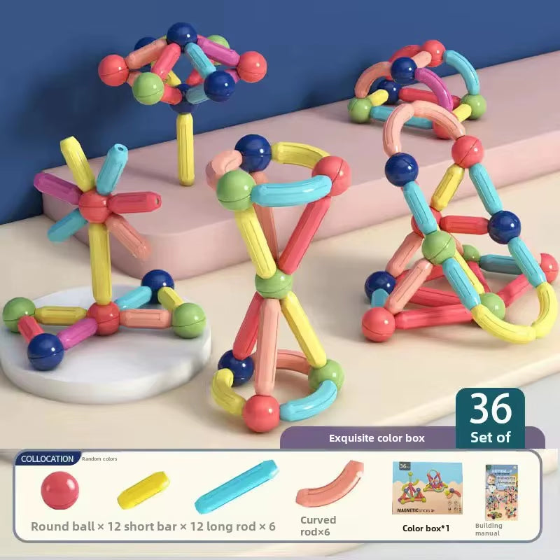 Magnabuild Buddies – Large Particle Magnetic Stick Blocks for Kids’ Creative Construction Play