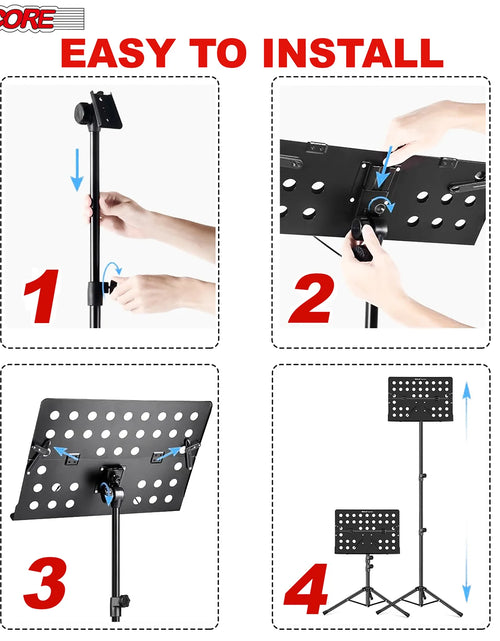Load image into Gallery viewer, 5Core Music Stand for Sheet Music Portable Tripod Adjustable Folding Note Holder BLACK
