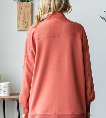 First Love Grommet Split Neck Kangaroo Pocket Sweatshirt