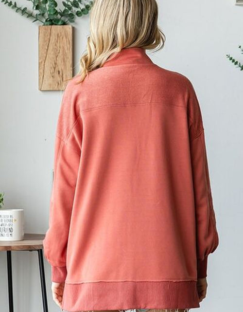 Load image into Gallery viewer, First Love Grommet Split Neck Kangaroo Pocket Sweatshirt
