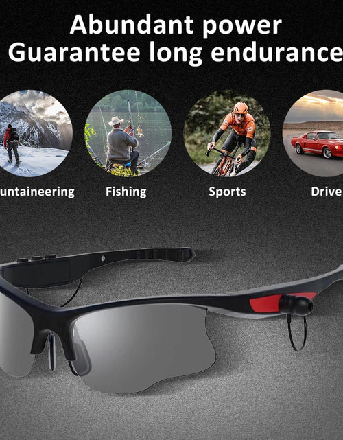 Load image into Gallery viewer, Sports Sunglasses, Wireless Bluetooth Headset with Sports Polarized Sunglasses, Smart Glasses Headphone Built-In Mic for Outdoor Cycling Running Driving Fishing (Black)
