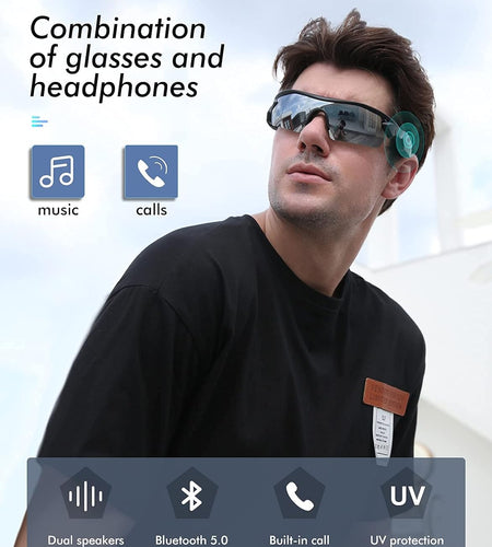 Smart Bluetooth Sunglasses, Wireless Sports Audio Glasses Headset, Open Ear Music Calling Men Women Polarized Sunglass