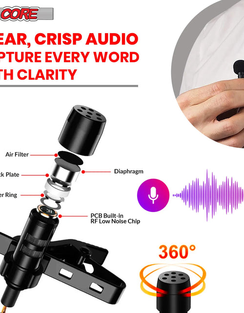 Load image into Gallery viewer, 5Core Lavalier Microphone Professional Tiny Shirt Clip on Lapel Mic Mini Wearable Microfono
