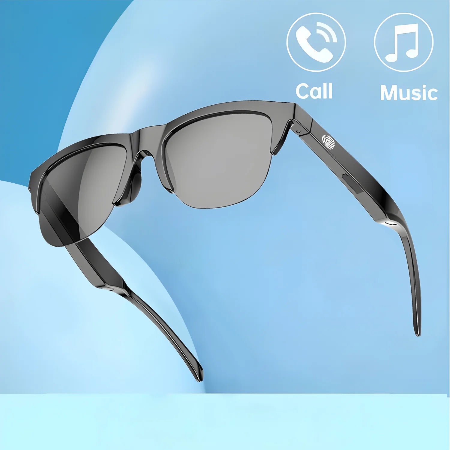 2025 AI Translation Smart Glasses IP4 Bluetooth Call Headphones UV Protective Lenses Connected Bezel Outdoor Sports Sunglasses