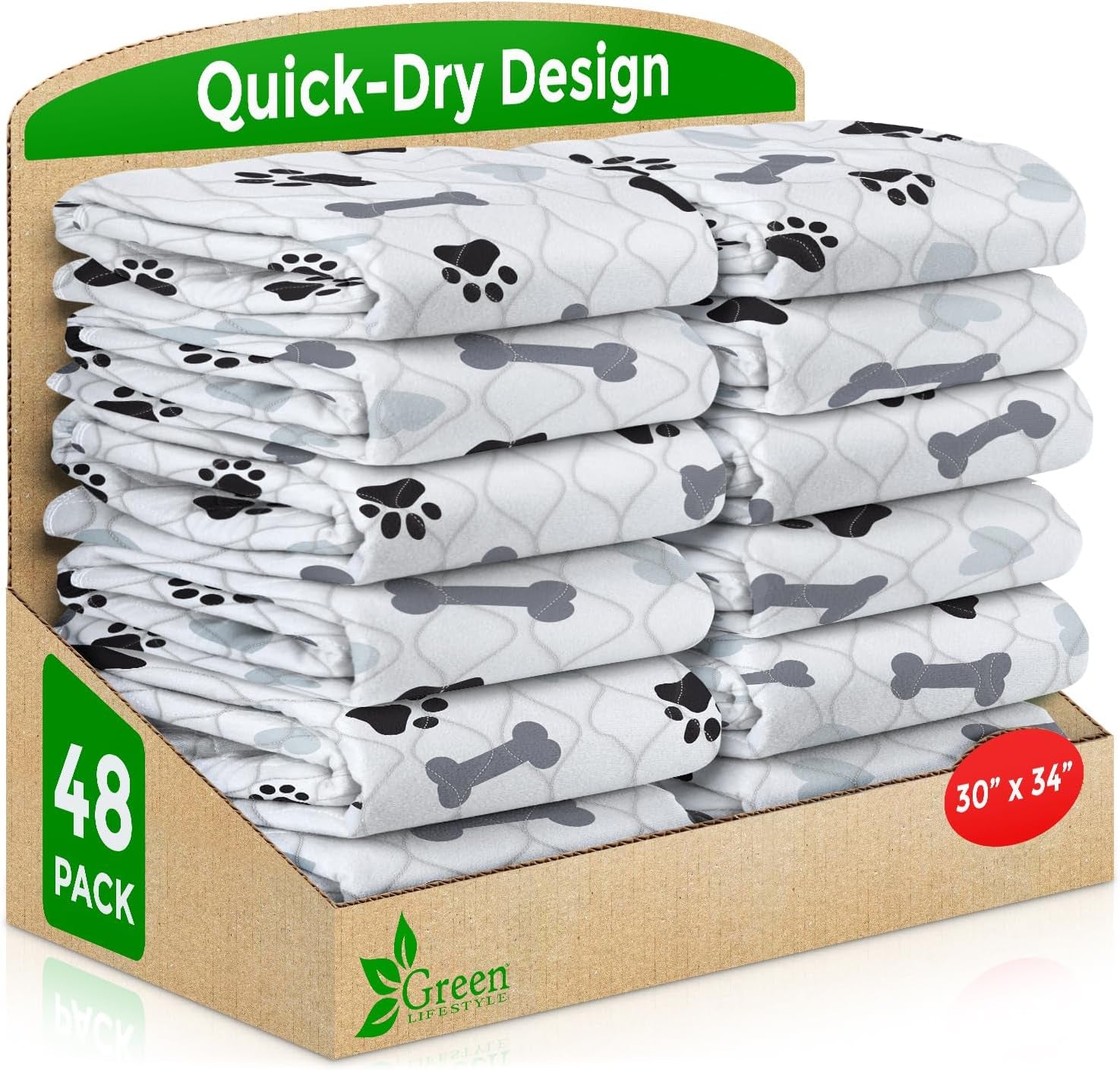 Washable Underpads - Large Pee Pads for Dogs, Machine Washable Reusable Puppy Pads, Waterproof Pet Training Pad, Dog Pee Pad, Anti-Slip Backing (Pack of 2 - 30X34)