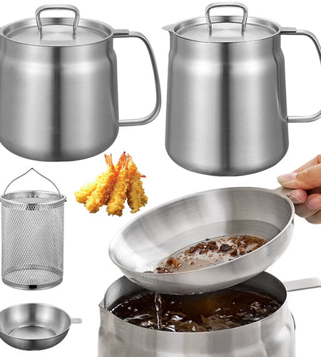 Frymaster 1.5/2L Stainless Steel Kitchen Fryer – Large Capacity Deep Frying Pot with Oil Filter