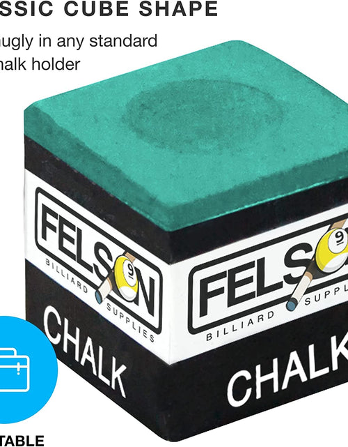 Load image into Gallery viewer, Felson Pool Chalk Cubes - Pool Table Accessories for Table Billiards - Pool Cue Chalk for Games, Tournaments, Bars, Home, Sports and Hobbies, 12-Pack
