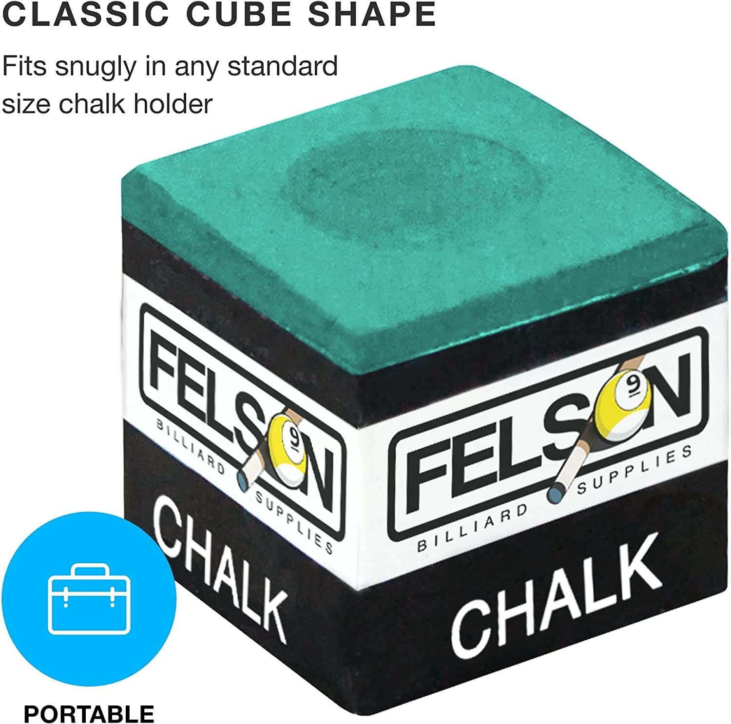 Felson Pool Chalk Cubes - Pool Table Accessories for Table Billiards - Pool Cue Chalk for Games, Tournaments, Bars, Home, Sports and Hobbies, 12-Pack
