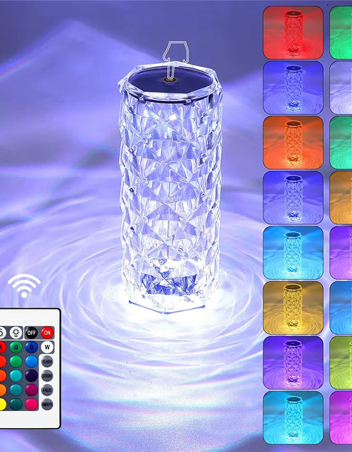 Load image into Gallery viewer, Crystalglow 16-Color Touch Lamp – RGB Rose Diamond Night Light with Remote for Living Room &amp; Romantic Ambiance
