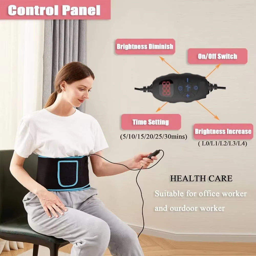 Red ＆Infrared LED Light Therapy Belt 850Nm 660Nm Back Pain Relief Wrap Burn Fat Belt Slimming Machine Waist Heat Pad Full Body