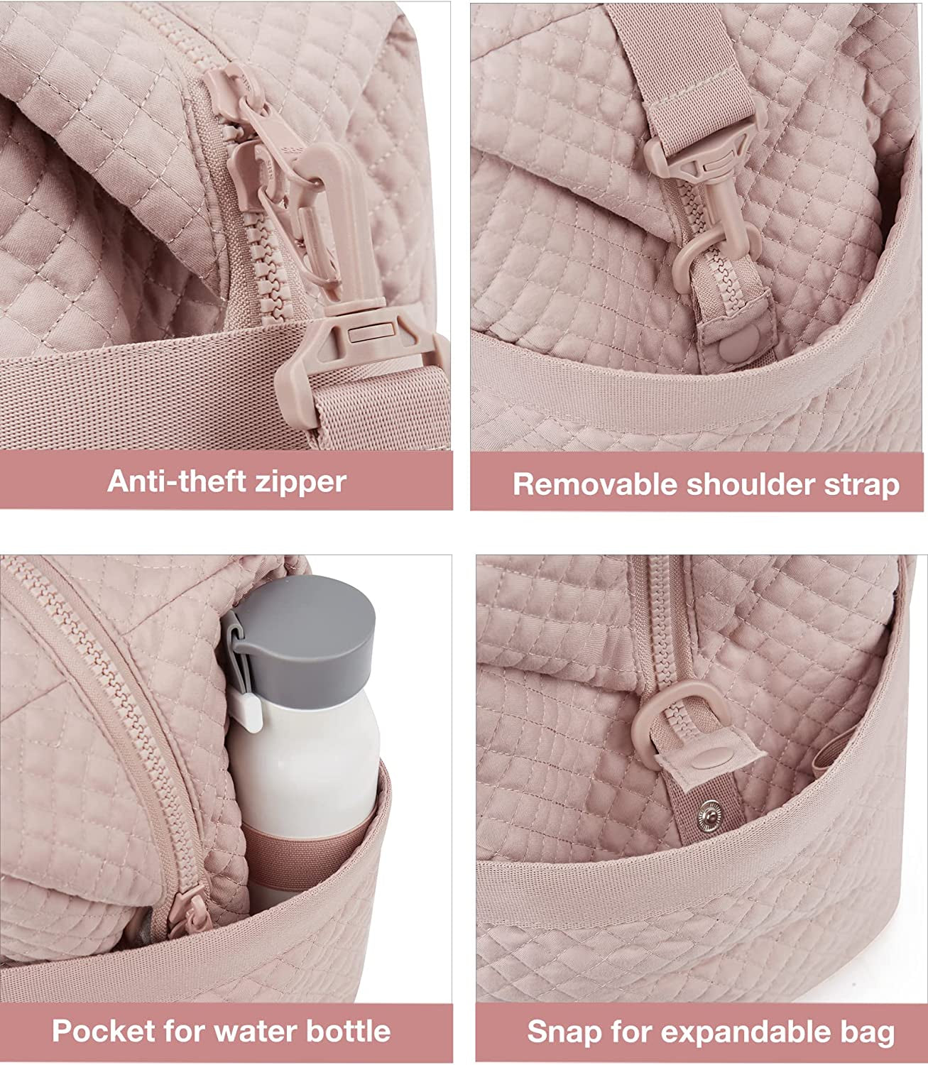 Weekender Bags for Women, Gym Bag with Yoga Mat, Travel Duffle Overnight Bag for Travel Essentials, Large Hospital Bag for Labor and Delivery(Pink)