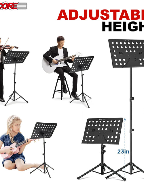 Load image into Gallery viewer, 5Core Music Stand for Sheet Music Portable Tripod Adjustable Folding Note Holder BLACK
