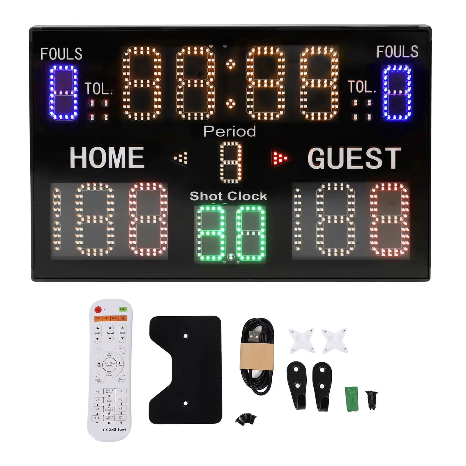 15 Digit Electronic Digital Scoreboard LED Display Multisport Portable Scoreboard Score Keeper for Basketball Gyms Recreation
