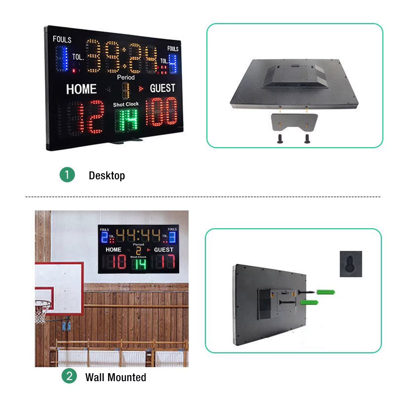 15 Digit Electronic Digital Scoreboard LED Display Multisport Portable Scoreboard Score Keeper for Basketball Gyms Recreation