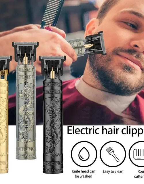 Load image into Gallery viewer, Rechargeable Trimmer with Engraved Dragon &amp; Buddha Design
